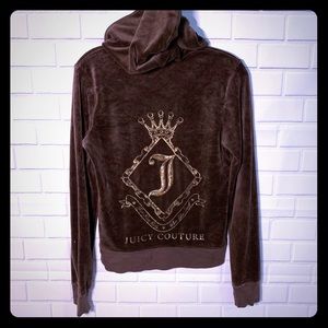 Juicy Couture Brown Velvet Hoodie Sweater